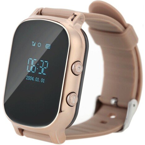 Ceas Smartwatch cu GPS Copii si Adulti iUni Kid58, Telefon incorporat, LBS, Wi-Fi, Gold + Boxa Cadou